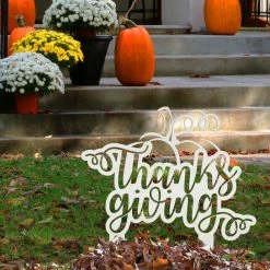Speed Fabrication Thanksgiving Pumpkin Metal Yard Stake - Autumn Decor Fall/Autumn Metal Signs