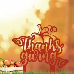 Speed Fabrication Thanksgiving Pumpkin Metal Yard Stake - Autumn Decor Fall/Autumn Metal Signs