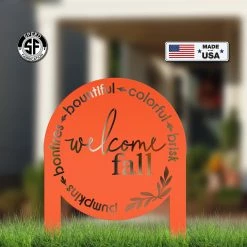 Speed Fabrication Welcome Fall Metal Yard Stake - Autumn Decor Fall/Autumn Metal Signs