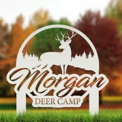 Speed Fabrication Custom Deer Camp Laser Cut Metal Yard Stake - Your Own Wording