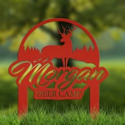 Speed Fabrication Custom Deer Camp Laser Cut Metal Yard Stake - Your Own Wording