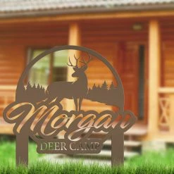 Speed Fabrication Custom Deer Camp Laser Cut Metal Yard Stake - Your Own Wording