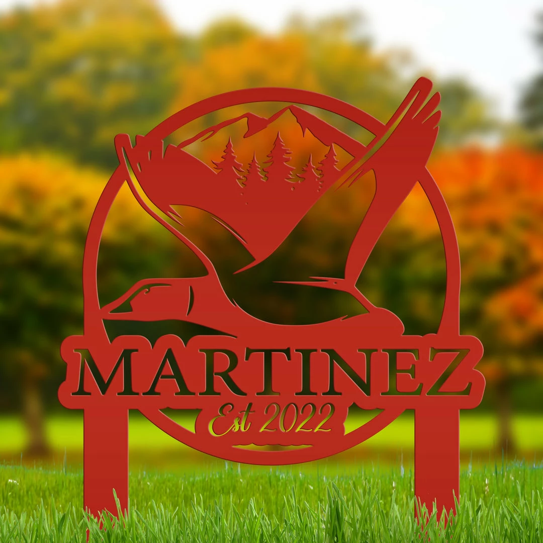Speed Fabrication Hunting & Fishing Metal Signs Custom Duck Hunting Metal Lawn Sign - Your Name Lawn Sign