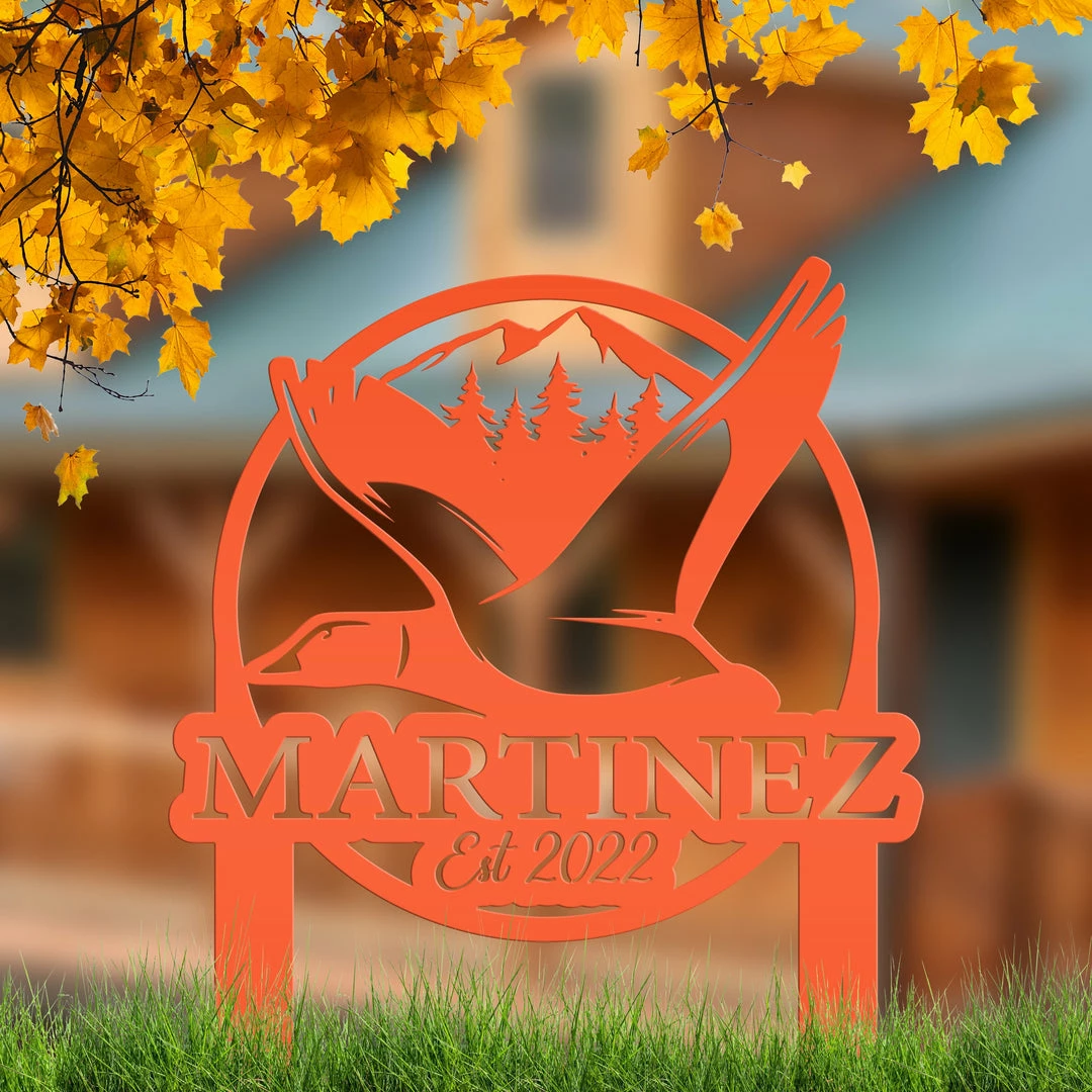 Speed Fabrication Hunting & Fishing Metal Signs Custom Duck Hunting Metal Lawn Sign - Your Name Lawn Sign