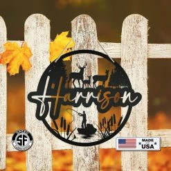 Speed Fabrication Custom Deer And Hunting Scene Sign- Personalized Sign Hunting & Fishing Metal Signs