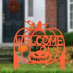 Speed Fabrication Jack O Lantern Metal Yard Stake - Halloween Decor Halloween Metal Signs