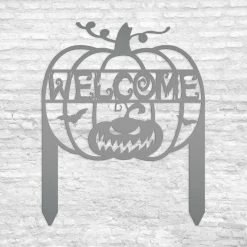 Speed Fabrication Jack O Lantern Metal Yard Stake - Halloween Decor Halloween Metal Signs