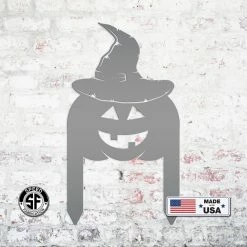Speed Fabrication Pumpkin With Witch Hat Metal Yard Stake - Halloween Decor