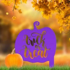 Speed Fabrication Fall/Autumn Metal Signs Trick Or Treat Metal Yard Stake - Halloween Pumpkin Decor