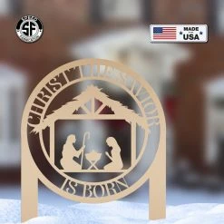 Speed Fabrication Christ The Savior Is Born Metal Yard Stake - Christmas Decor - Christmas Metal Signs