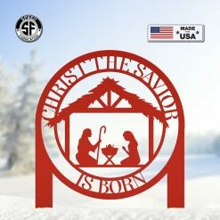 Speed Fabrication Christ The Savior Is Born Metal Yard Stake - Christmas Decor - Christmas Metal Signs