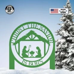 Speed Fabrication Christ The Savior Is Born Metal Yard Stake - Christmas Decor - Christmas Metal Signs