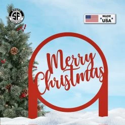 Speed Fabrication Christmas Metal Signs Merry Christmas Metal Yard Stake - Outdoor Christmas Decor