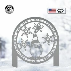 Speed Fabrication Christmas Metal Signs Merry Christmas Gnome Metal Yard Stake - Holiday Decor