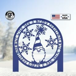 Speed Fabrication Christmas Metal Signs Merry Christmas Gnome Metal Yard Stake - Holiday Decor