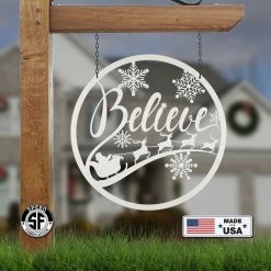 Speed Fabrication Believe Christmas Metal Sign - Holiday Sign Christmas Metal Signs