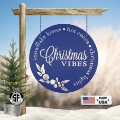 Speed Fabrication Christmas Vibes Metal Sign - Holiday Sign Christmas Metal Signs