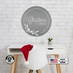 Speed Fabrication Christmas Vibes Metal Sign - Holiday Sign Christmas Metal Signs