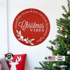 Speed Fabrication Christmas Vibes Metal Sign - Holiday Sign Christmas Metal Signs