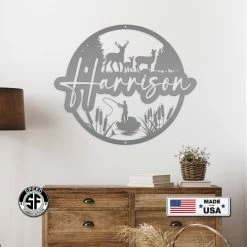 Speed Fabrication Custom Deer And Hunting Scene Sign- Personalized Sign Hunting & Fishing Metal Signs