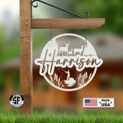 Speed Fabrication Custom Deer And Hunting Scene Sign- Personalized Sign Hunting & Fishing Metal Signs