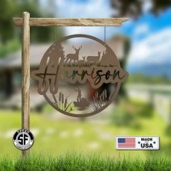 Speed Fabrication Custom Deer And Hunting Scene Sign- Personalized Sign Hunting & Fishing Metal Signs