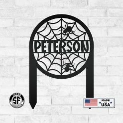 Speed Fabrication Halloween Metal Signs Personalized Spiderweb Metal Yard Stake - Halloween Decor - Outdoor Halloween Decor