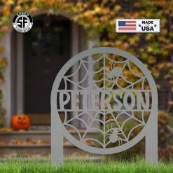 Speed Fabrication Halloween Metal Signs Personalized Spiderweb Metal Yard Stake - Halloween Decor - Outdoor Halloween Decor