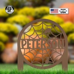 Speed Fabrication Halloween Metal Signs Personalized Spiderweb Metal Yard Stake - Halloween Decor - Outdoor Halloween Decor