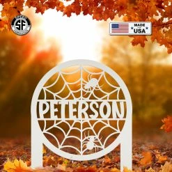 Speed Fabrication Halloween Metal Signs Personalized Spiderweb Metal Yard Stake - Halloween Decor - Outdoor Halloween Decor
