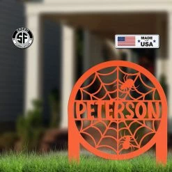 Speed Fabrication Halloween Metal Signs Personalized Spiderweb Metal Yard Stake - Halloween Decor - Outdoor Halloween Decor