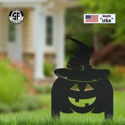 Speed Fabrication Pumpkin With Witch Hat Metal Yard Stake - Halloween Decor