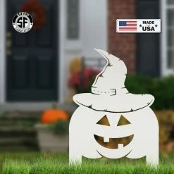 Speed Fabrication Pumpkin With Witch Hat Metal Yard Stake - Halloween Decor