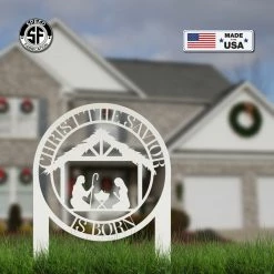 Speed Fabrication Christ The Savior Is Born Metal Yard Stake - Christmas Decor - Christmas Metal Signs