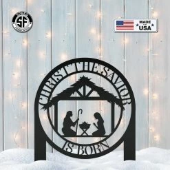 Speed Fabrication Christ The Savior Is Born Metal Yard Stake - Christmas Decor - Christmas Metal Signs