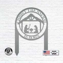 Speed Fabrication Christ The Savior Is Born Metal Yard Stake - Christmas Decor - Christmas Metal Signs