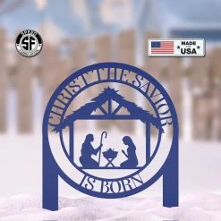 Speed Fabrication Christ The Savior Is Born Metal Yard Stake - Christmas Decor - Christmas Metal Signs