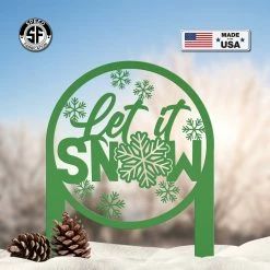 Speed Fabrication Christmas Metal Signs Let It Snow Metal Yard Stake - Outdoor Winter Decor