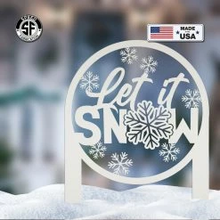 Speed Fabrication Christmas Metal Signs Let It Snow Metal Yard Stake - Outdoor Winter Decor
