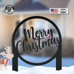 Speed Fabrication Christmas Metal Signs Merry Christmas Metal Yard Stake - Outdoor Christmas Decor