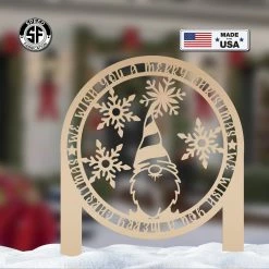 Speed Fabrication Christmas Metal Signs Merry Christmas Gnome Metal Yard Stake - Holiday Decor