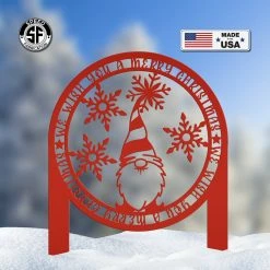 Speed Fabrication Christmas Metal Signs Merry Christmas Gnome Metal Yard Stake - Holiday Decor