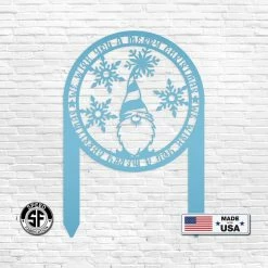 Speed Fabrication Christmas Metal Signs Merry Christmas Gnome Metal Yard Stake - Holiday Decor