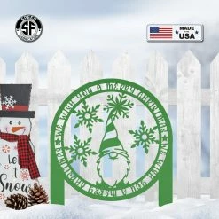 Speed Fabrication Christmas Metal Signs Merry Christmas Gnome Metal Yard Stake - Holiday Decor