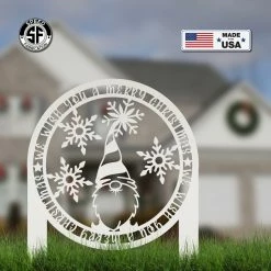 Speed Fabrication Christmas Metal Signs Merry Christmas Gnome Metal Yard Stake - Holiday Decor