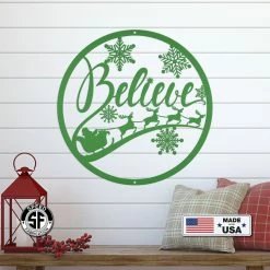 Speed Fabrication Believe Christmas Metal Sign - Holiday Sign Christmas Metal Signs