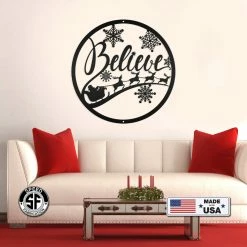Speed Fabrication Believe Christmas Metal Sign - Holiday Sign Christmas Metal Signs