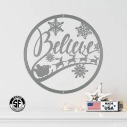 Speed Fabrication Believe Christmas Metal Sign - Holiday Sign Christmas Metal Signs