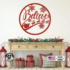Speed Fabrication Believe Christmas Metal Sign - Holiday Sign Christmas Metal Signs