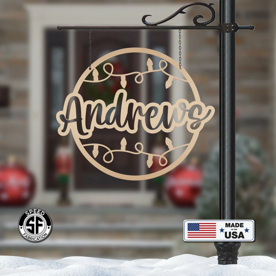 Speed Fabrication Custom Last Name Christmas Sign